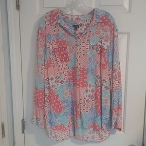 Talbots Multicolor Geometric Blouse